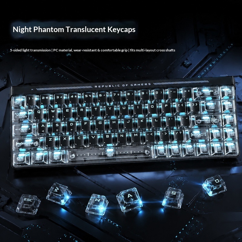 Gaming Accessories Aesthetic - Transparante, achterverlichte toetsen OEM-hoogte PC-materiaal kruiskoppeling